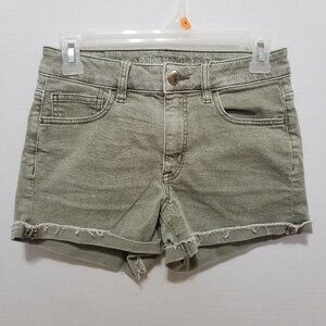 American Eagle shorts 2 Hi-Rise Shortie stretch denim jean frayed raw hem cuffed